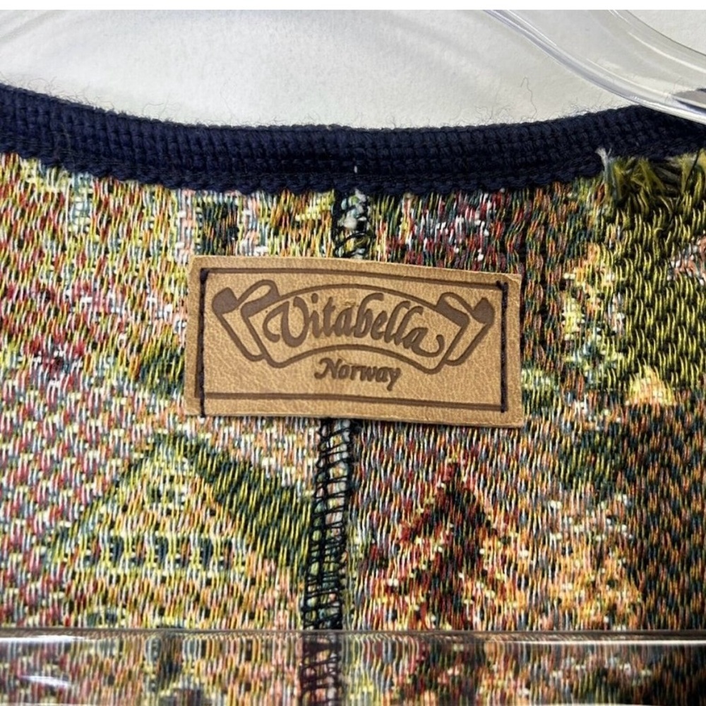 Vitabella Norway Embroidered Tapestry Vest Womens Size XL Coastal Grandma